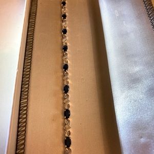 Genuine New Blue Sapphire & Diamond  Bracelet